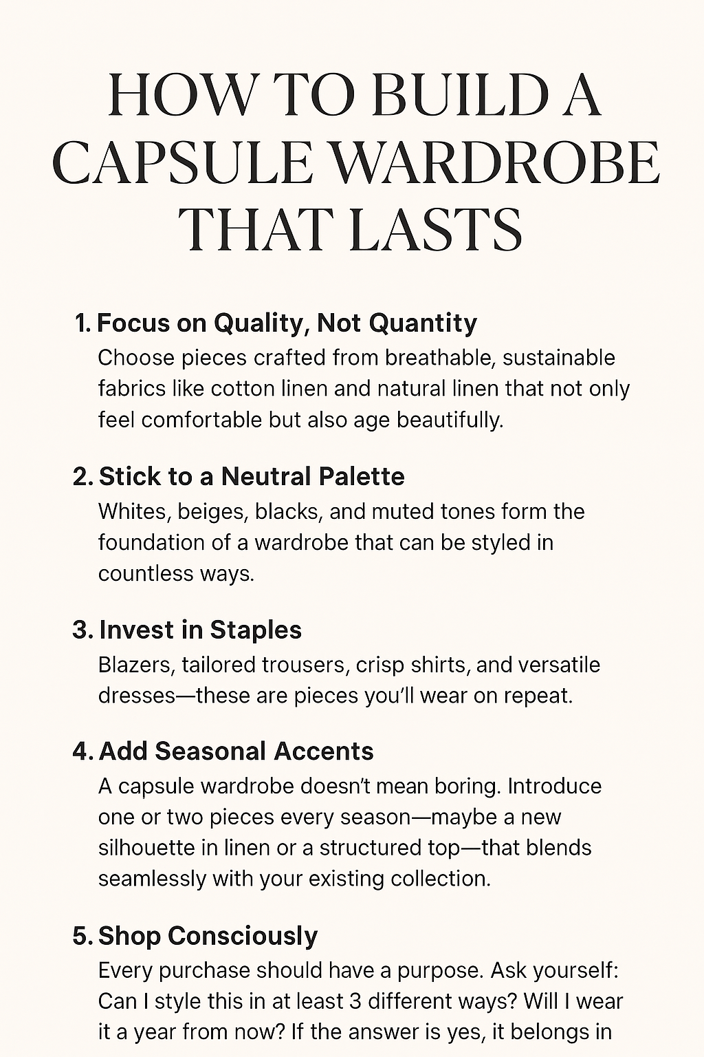 How to Build a Capsule Wardrobe That Lasts ?