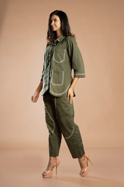 olive green pocket coord set
