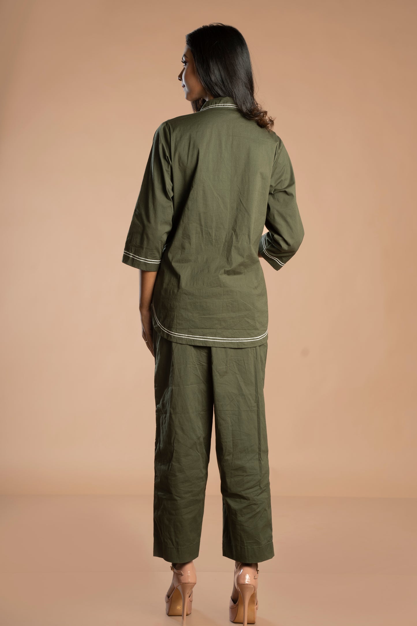 olive green pocket coord set